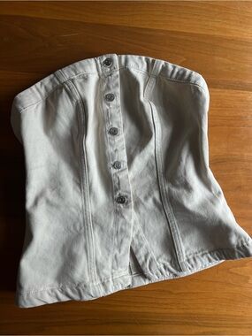 H&M White Strapless Button-Front Corset Top